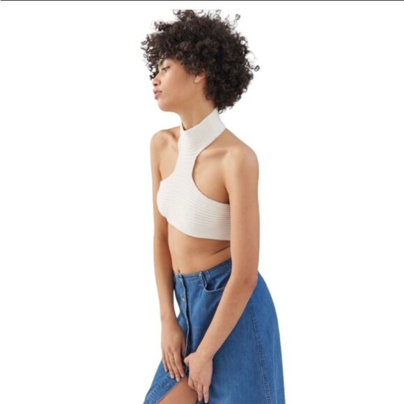 NEW Urban Outfitters UO Maria High-Neck Cropped Sweater Top M L - Picture 3 of 4